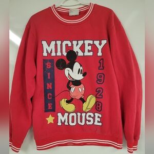 Disney Mickey Mouse Red Ringer Varsity style Crewneck Nostalgic Sweatshirt XL